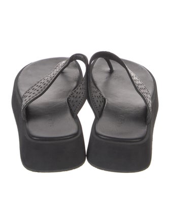 Alaïa Leather Lasercut Accents Flip Flops