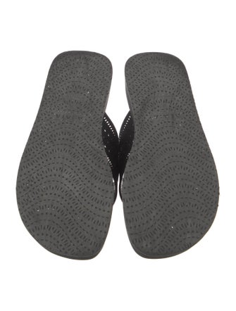 Alaïa Leather Lasercut Accents Flip Flops