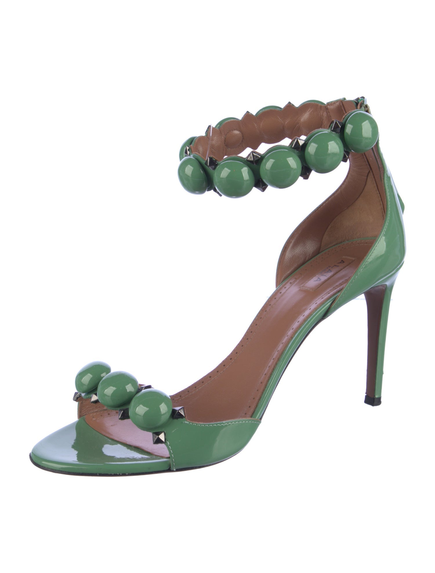 Alaïa Patent Leather Studded Accents Sandals