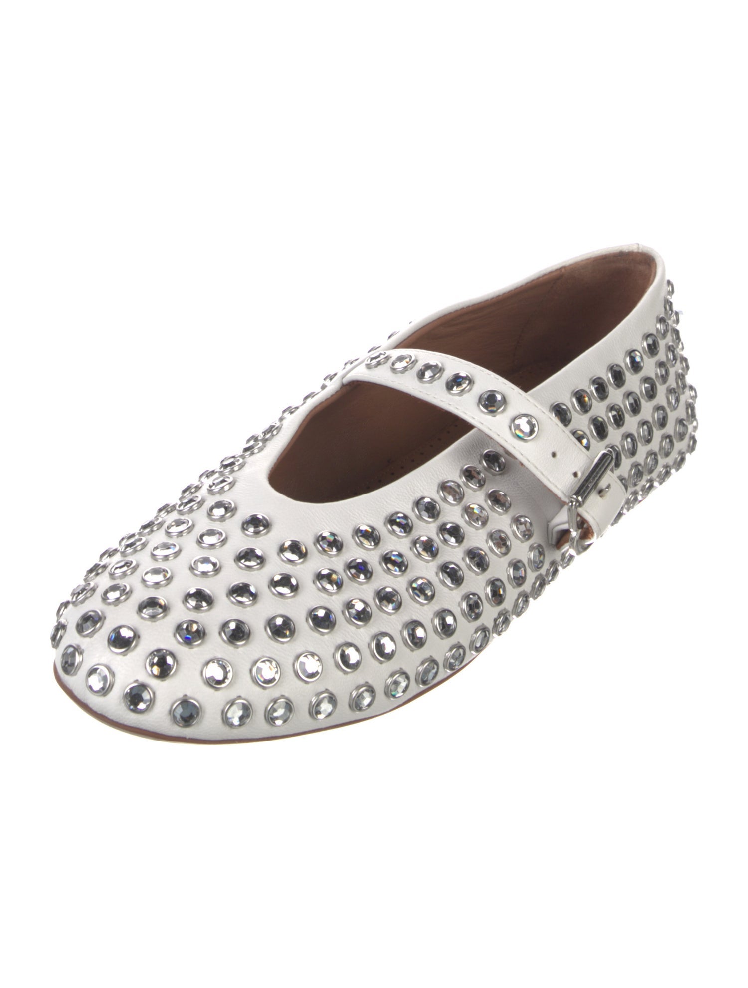 Alaïa Leather Crystal Embellishments Ballet Flats