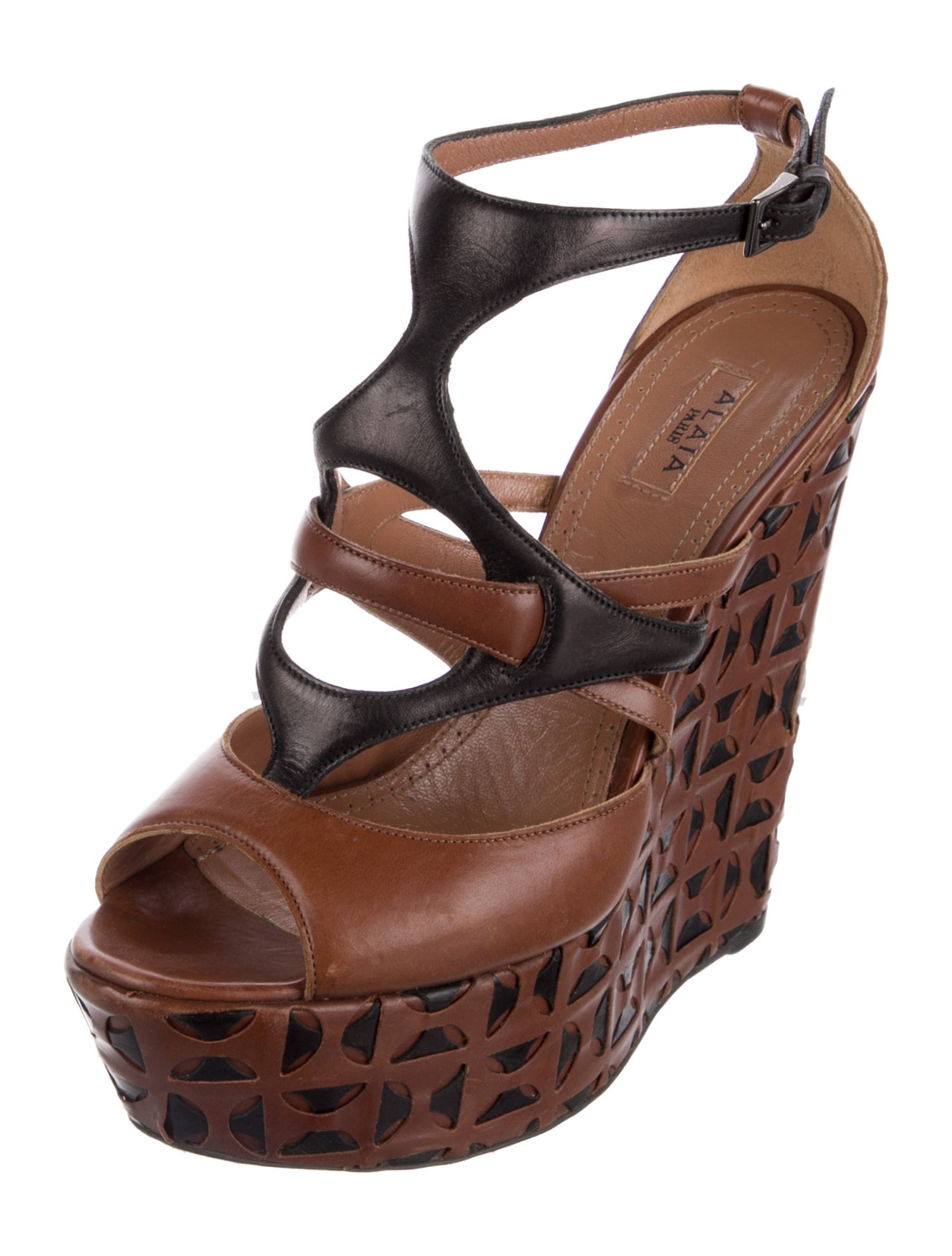 Alaïa Leather Animal Print Gladiator Sandals