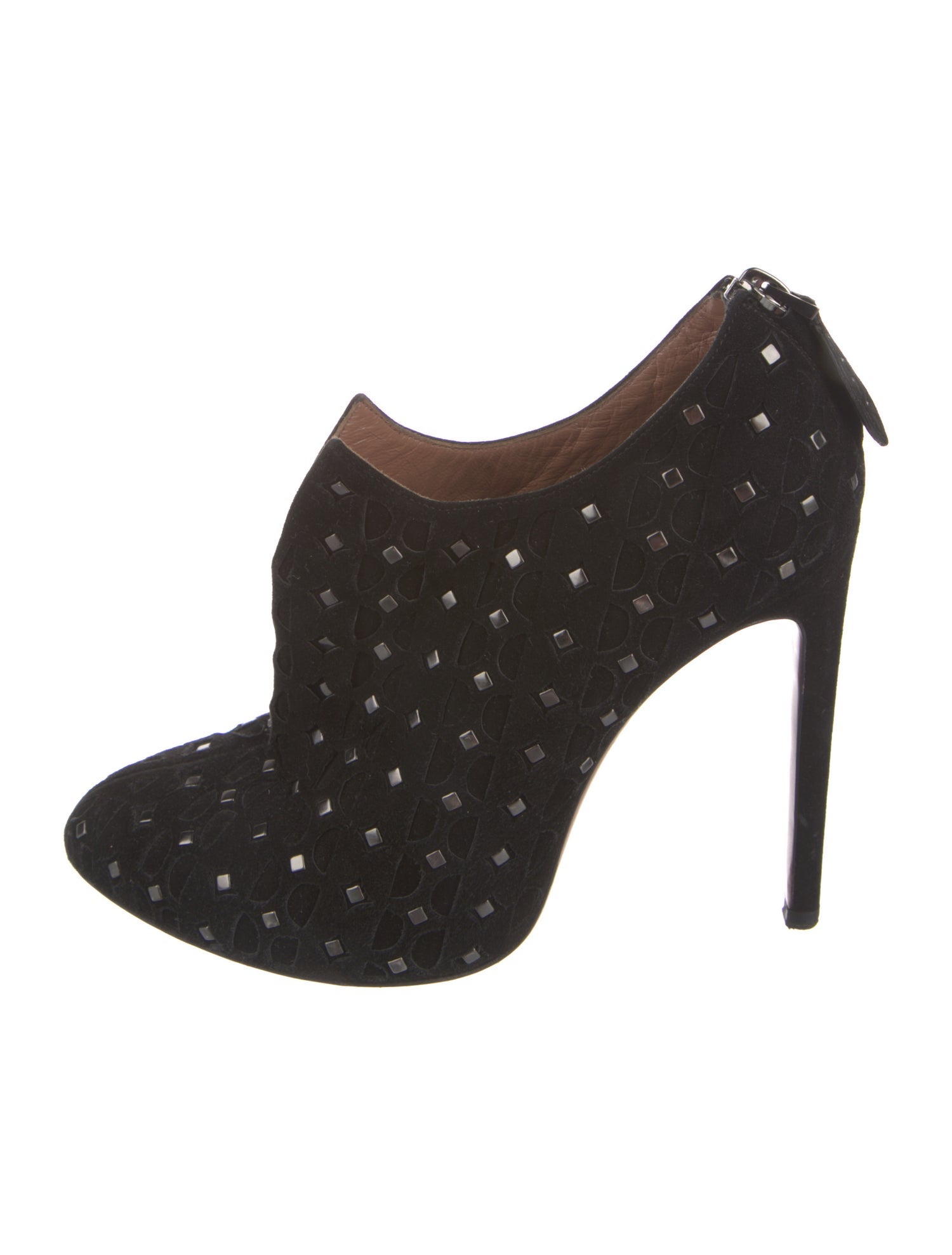 Alaïa Suede Studded Accents Lace-Up Boots