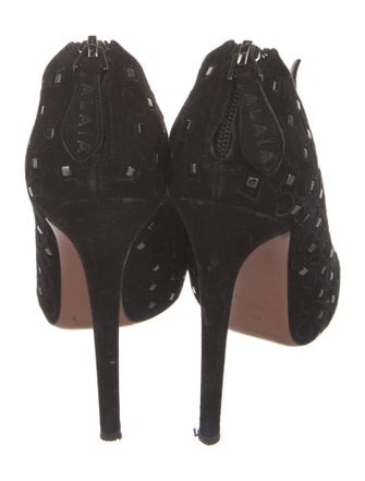 Alaïa Suede Studded Accents Lace-Up Boots