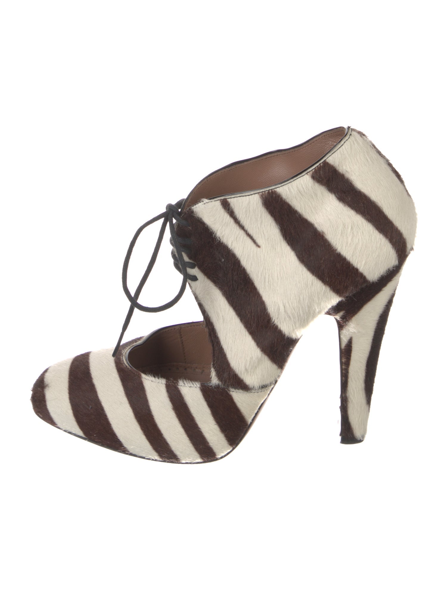 Alaïa Ponyhair Animal Print Lace-Up Boots