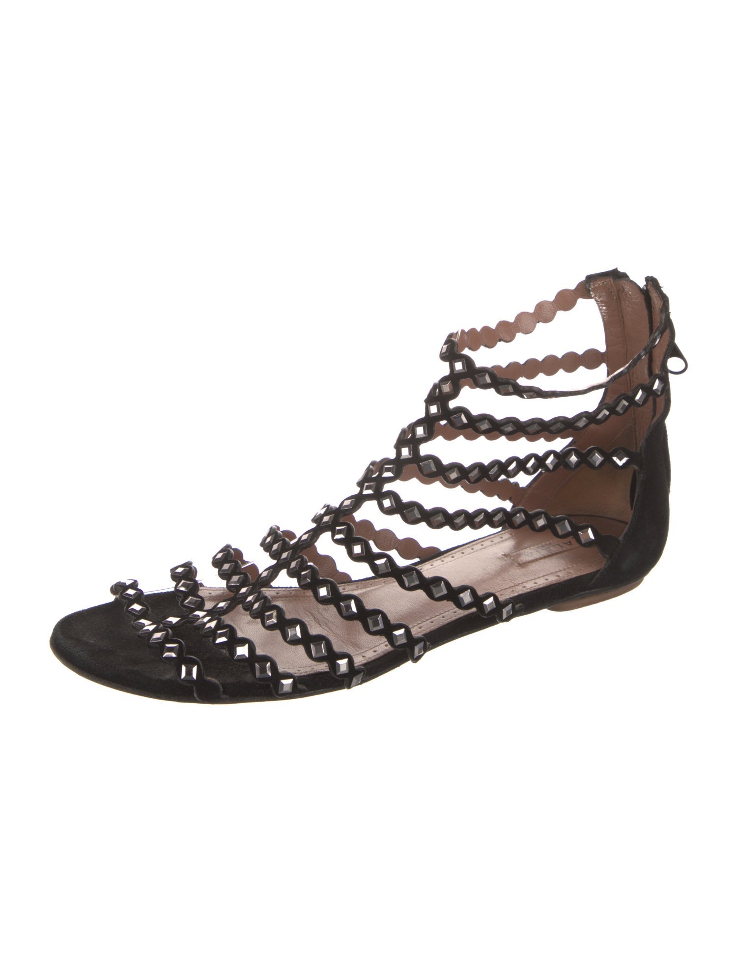 Alaïa Suede Scalloped Accent Gladiator Sandals