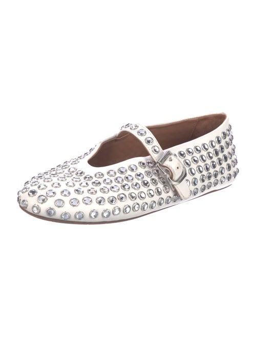 Alaïa Leather Crystal Embellishments Mary Jane Flats