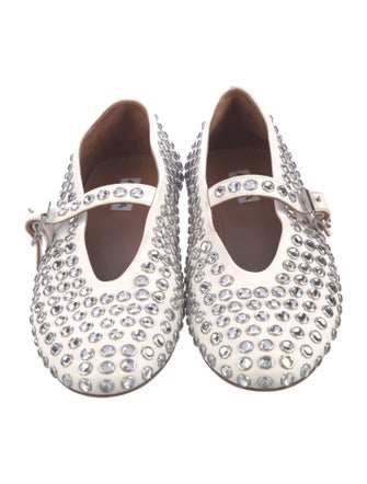 Alaïa Leather Crystal Embellishments Mary Jane Flats