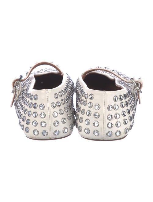 Alaïa Leather Crystal Embellishments Mary Jane Flats