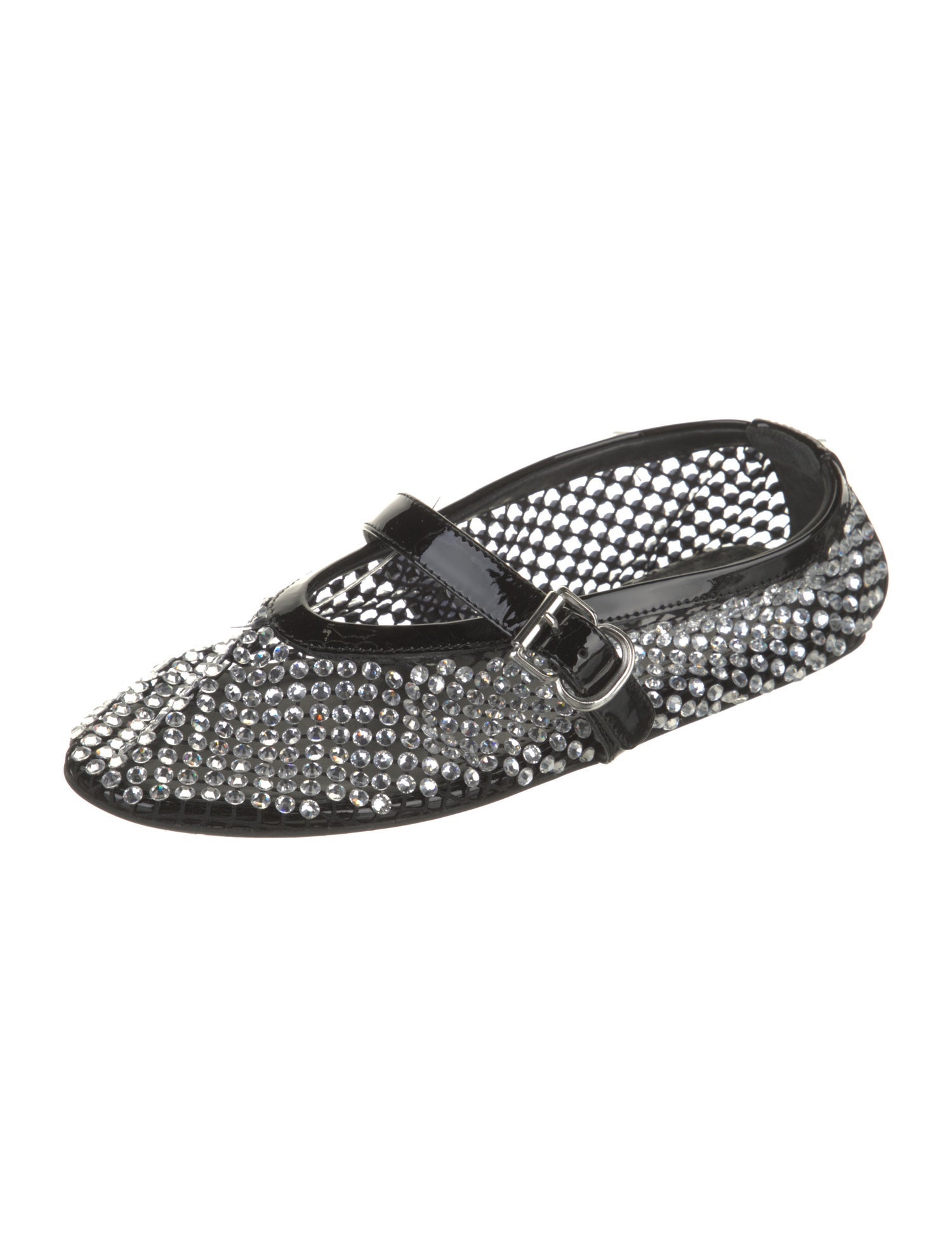 Alaïa Mesh Crystal Embellishments Mary Jane Flats