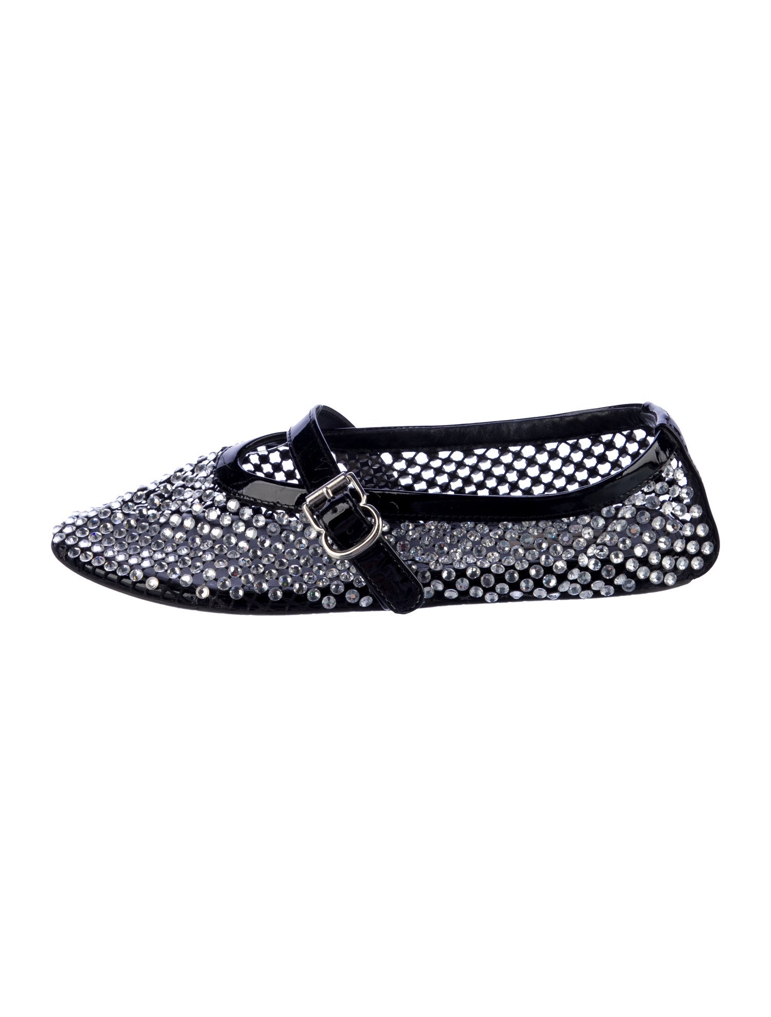Alaïa Mesh Crystal Embellishments Mary Jane Flats