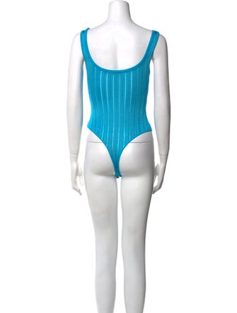 Alaïa Striped Scoop Neck Bodysuit
