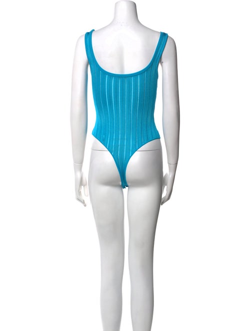 Alaïa Striped Scoop Neck Bodysuit