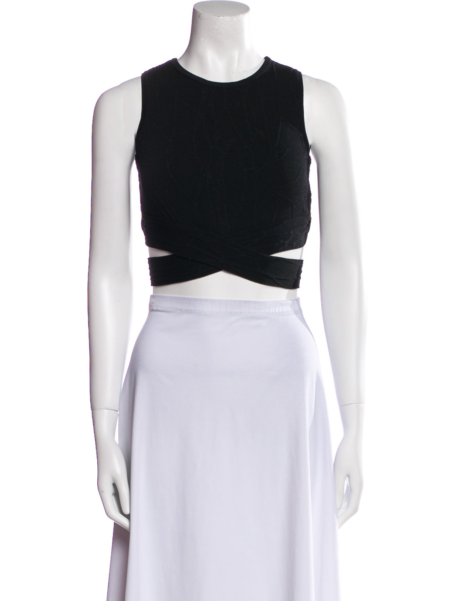 Alaïa Crew Neck Sleeveless Crop Top