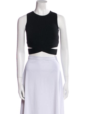 Alaïa Crew Neck Sleeveless Crop Top