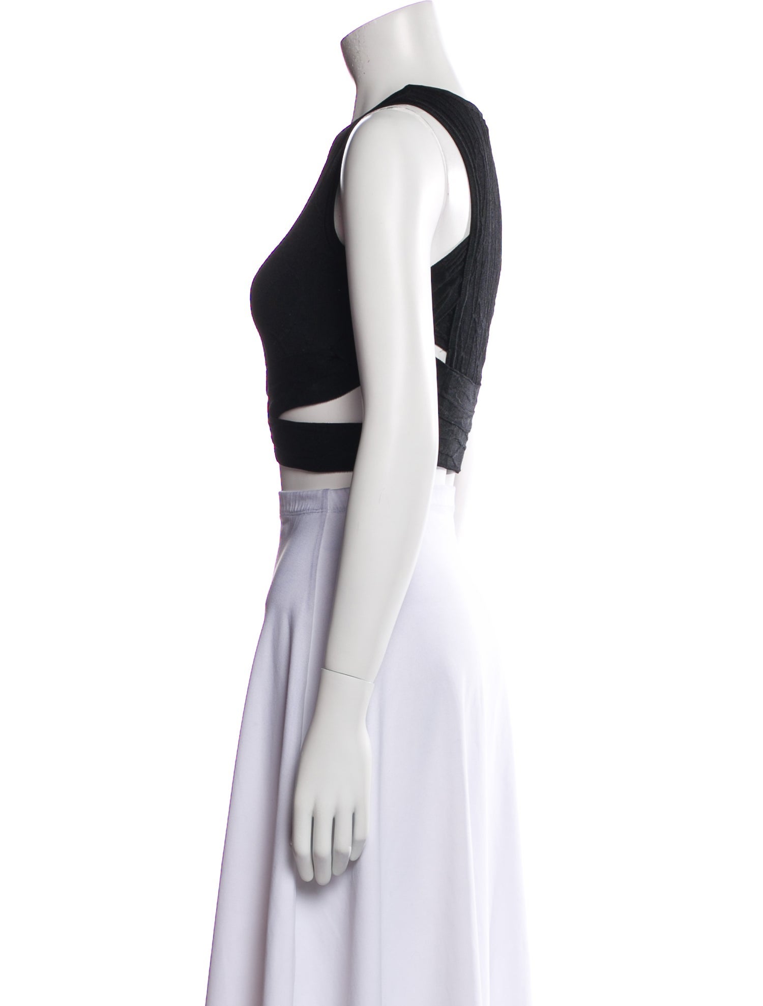 Alaïa Crew Neck Sleeveless Crop Top