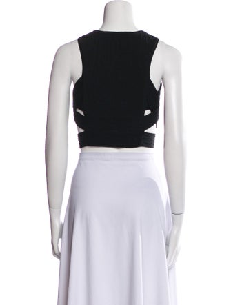 Alaïa Crew Neck Sleeveless Crop Top