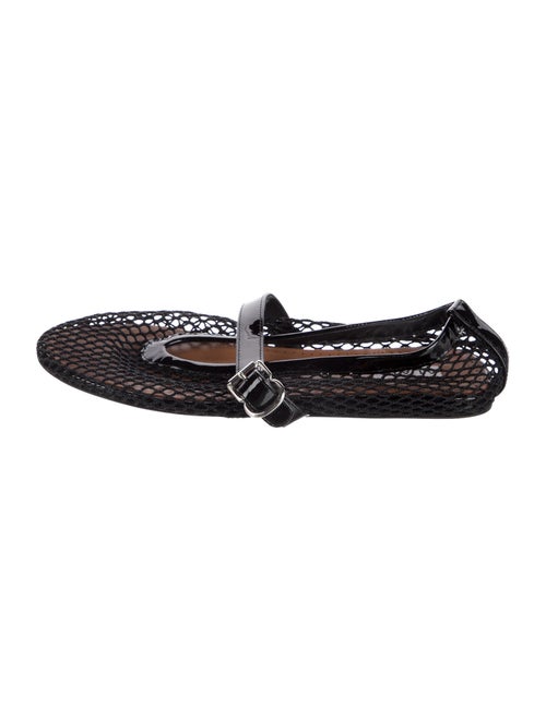 Alaïa Mesh Leather Trim Embellishment Mary Jane Flats