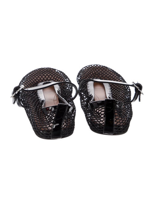 Alaïa Mesh Leather Trim Embellishment Mary Jane Flats