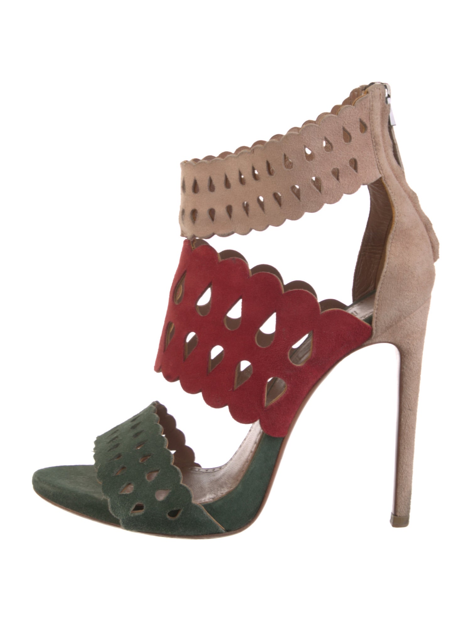 Alaïa Suede Colorblock Pattern D'Orsay Pumps