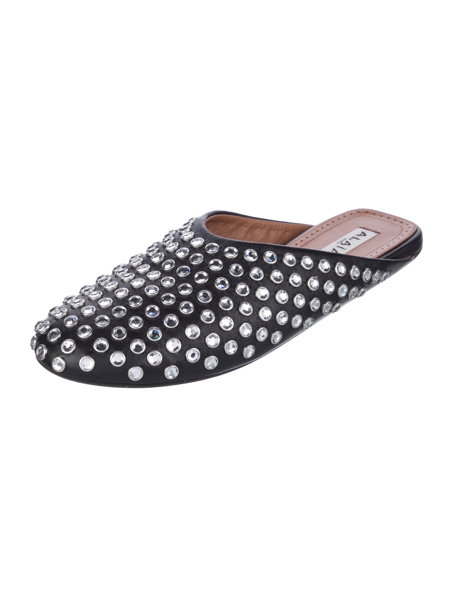 Alaïa Leather Crystal Embellishments Mules