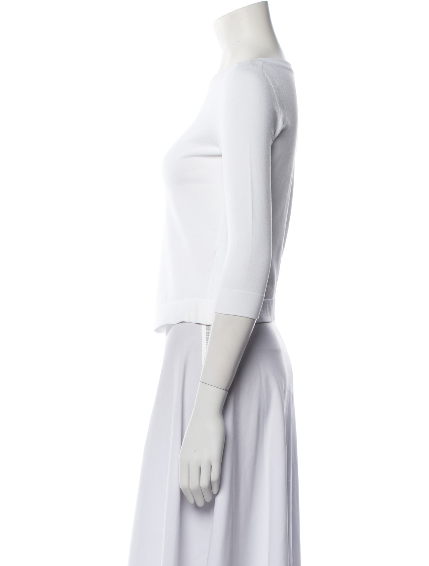 Alaïa Bateau Neckline Three-Quarter Sleeve Crop Top