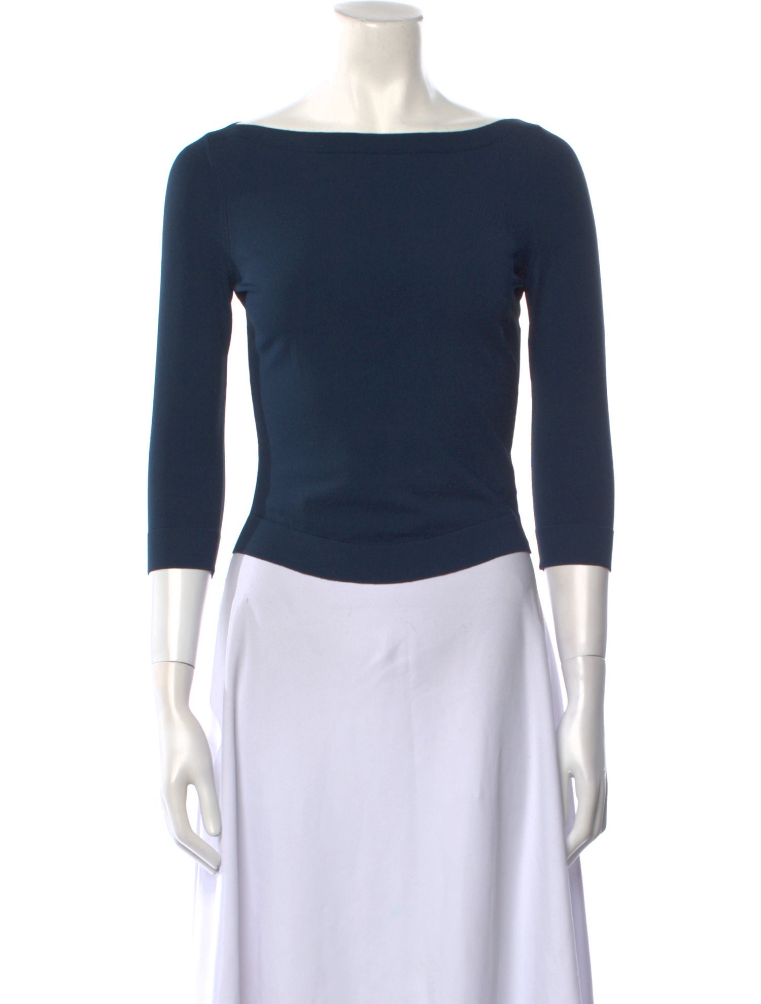 Alaïa Bateau Neckline Three-Quarter Sleeve Crop Top