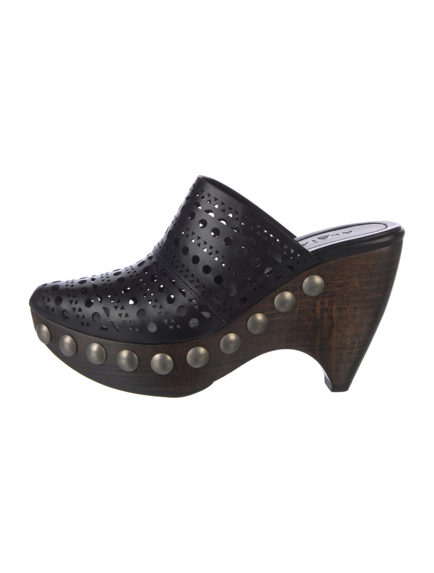 Alaïa Leather Cutout Accent Mules