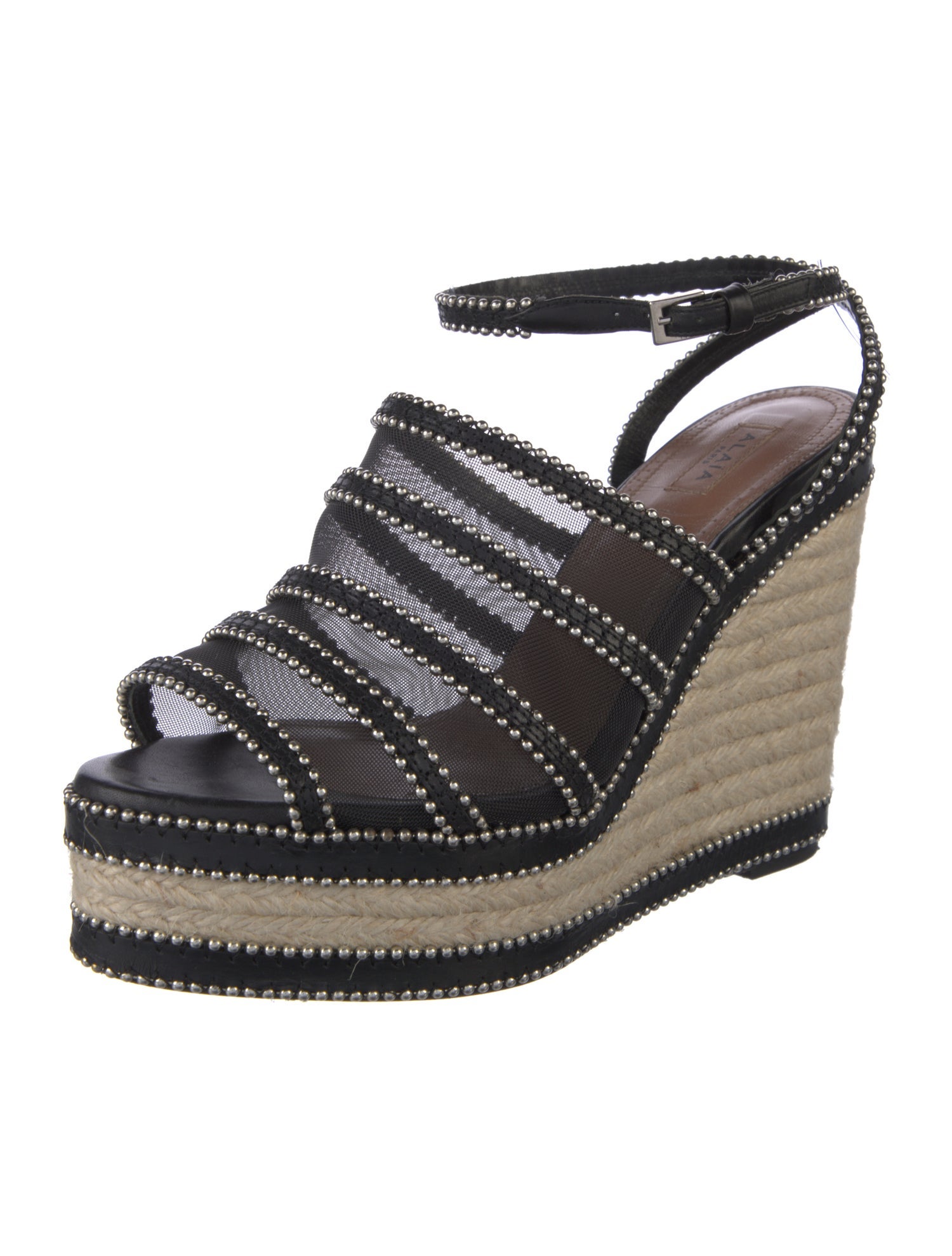 Alaïa Leather Studded Accents Espadrilles
