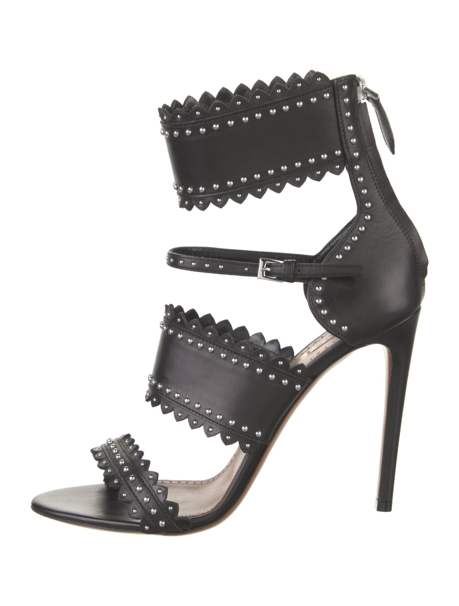 Alaïa Leather Studded Accents T-Strap Pumps