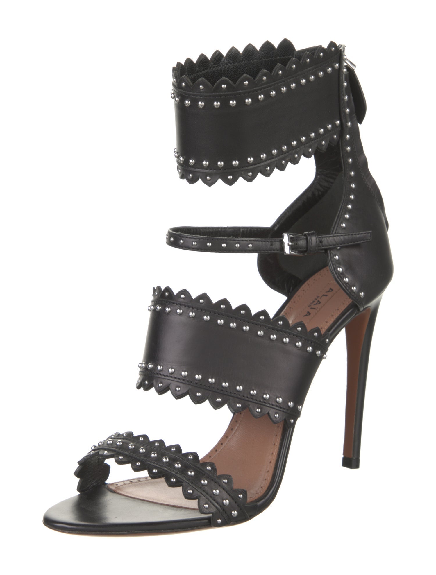 Alaïa Leather Studded Accents T-Strap Pumps