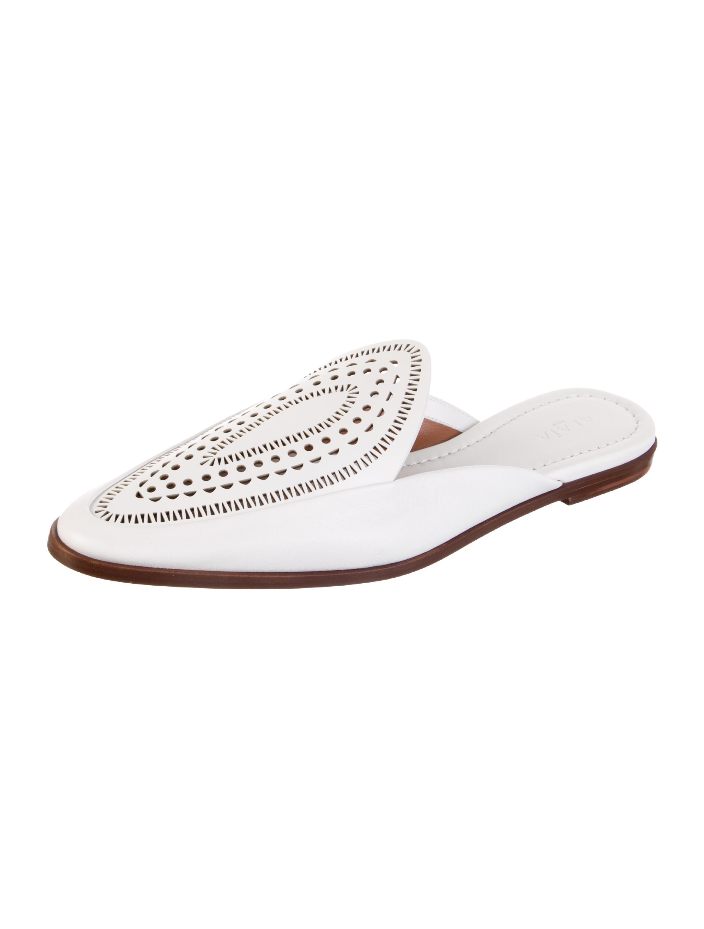 Alaïa Leather Lasercut Accents Mules