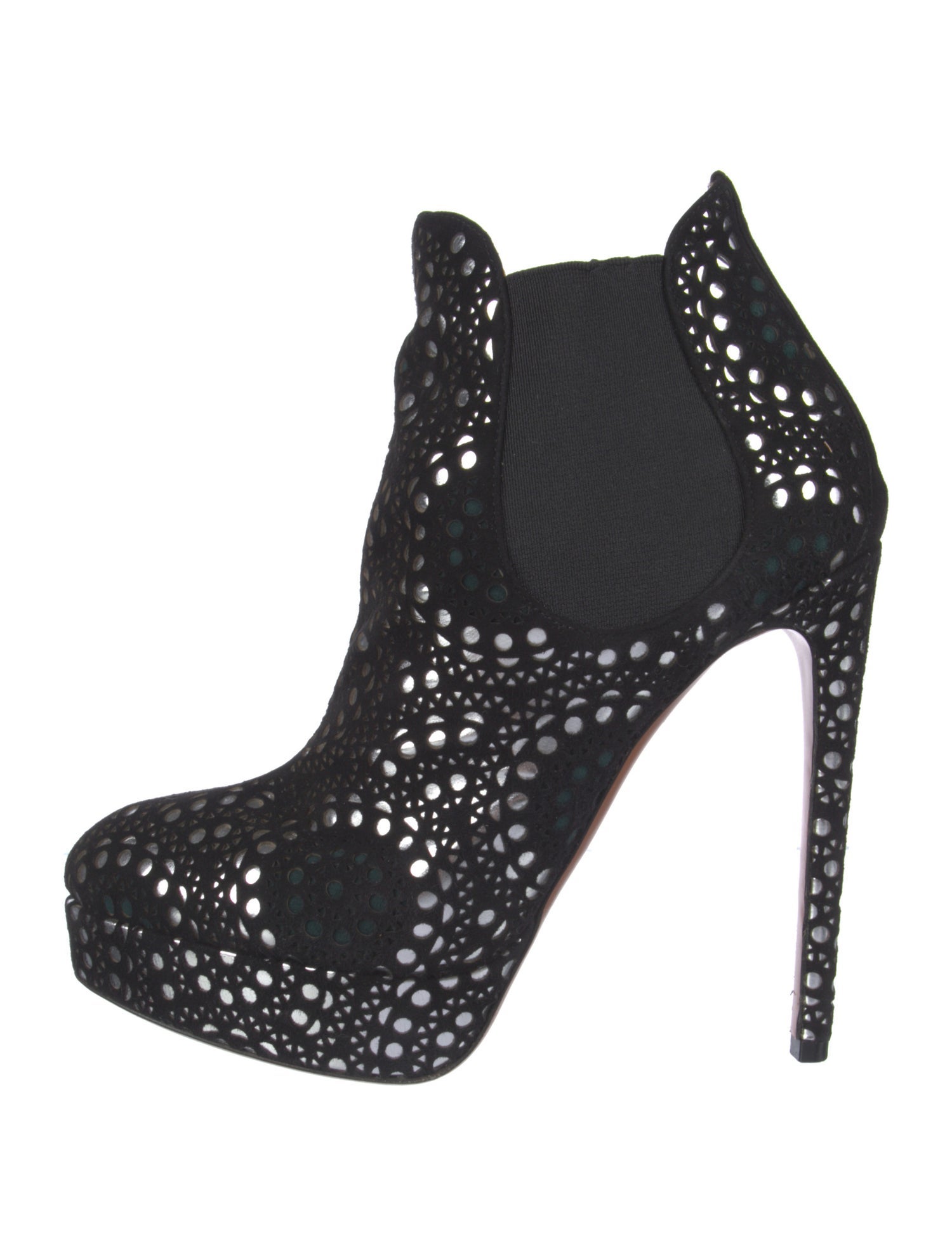 Alaïa Suede Lasercut Accents Chelsea Boots