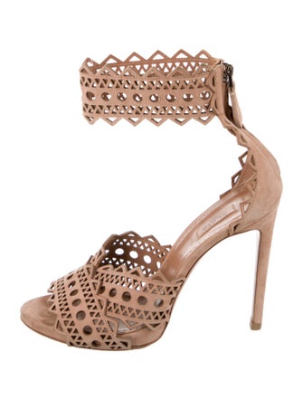 Alaïa Suede Animal Print Sandals