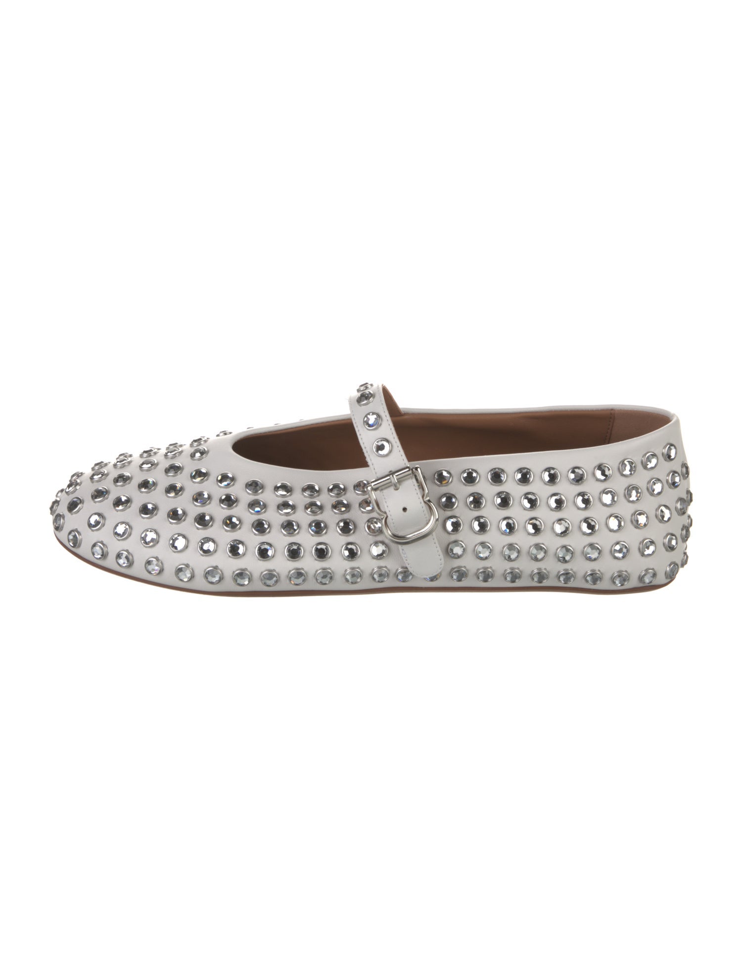 Alaïa Leather Crystal Embellishments Mary Jane Flats