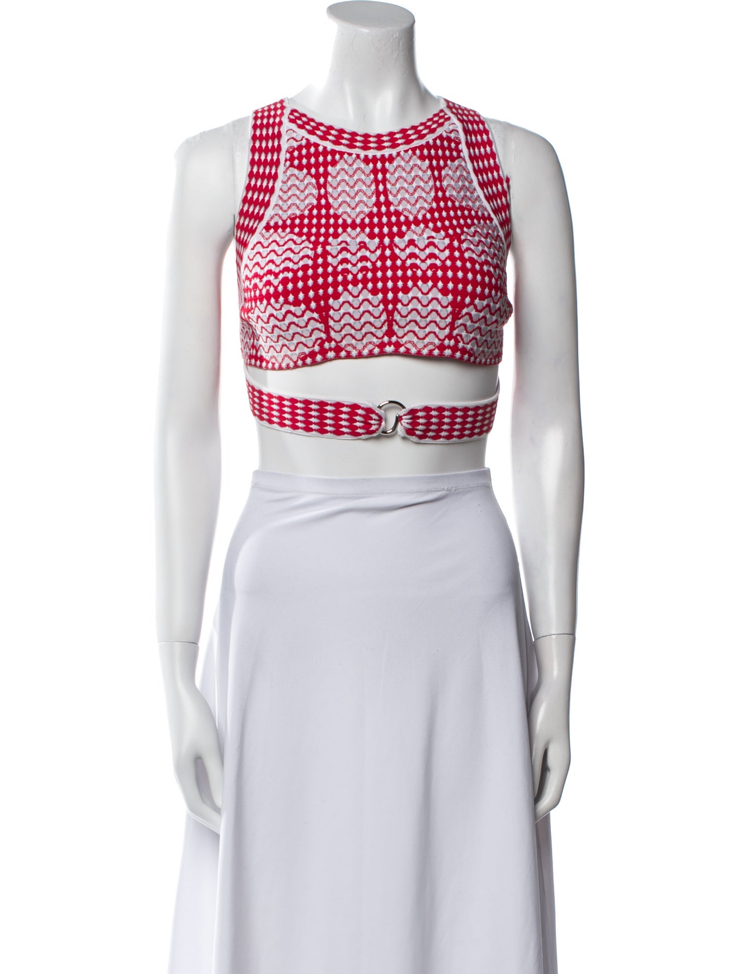 Alaïa Printed Crew Neck Crop Top