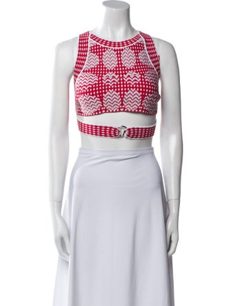 Alaïa Printed Crew Neck Crop Top