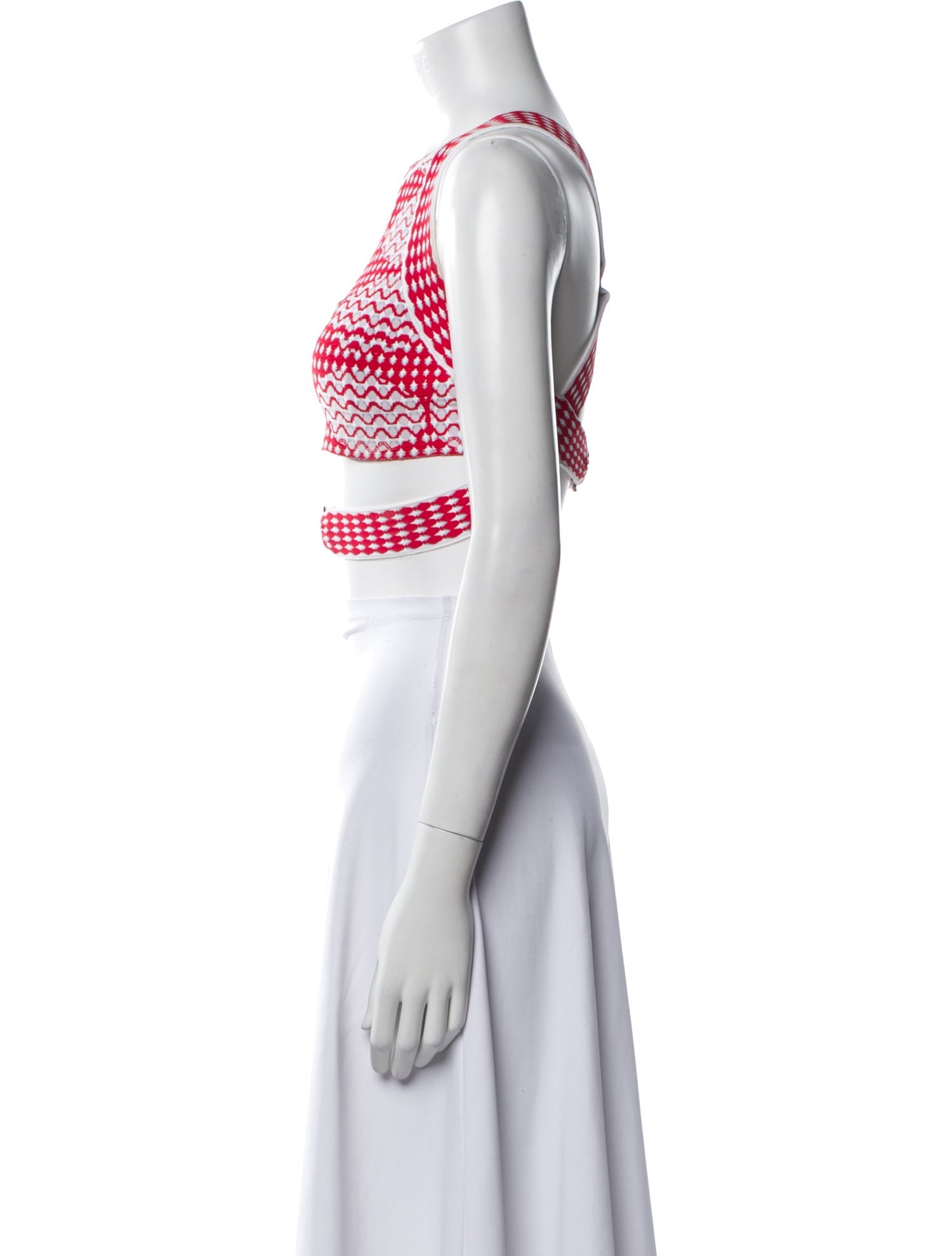 Alaïa Printed Crew Neck Crop Top