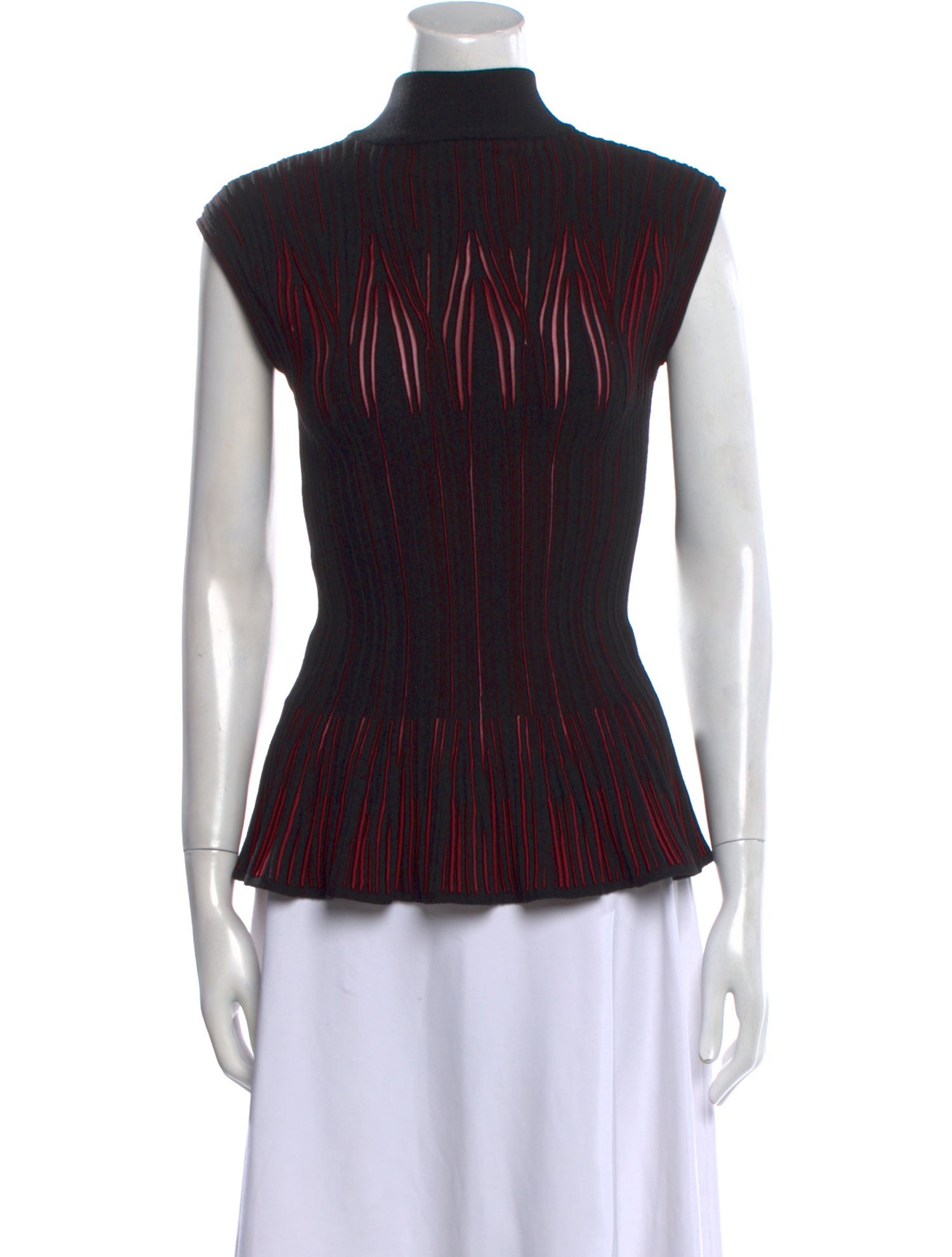 Alaïa Striped Mock Neck Top