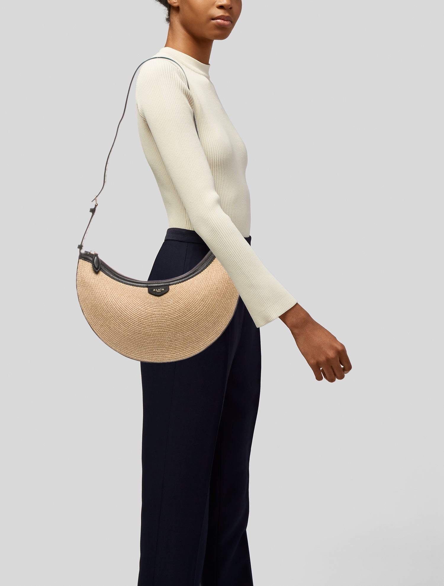 Alaïa Raffia Shoulder Bag