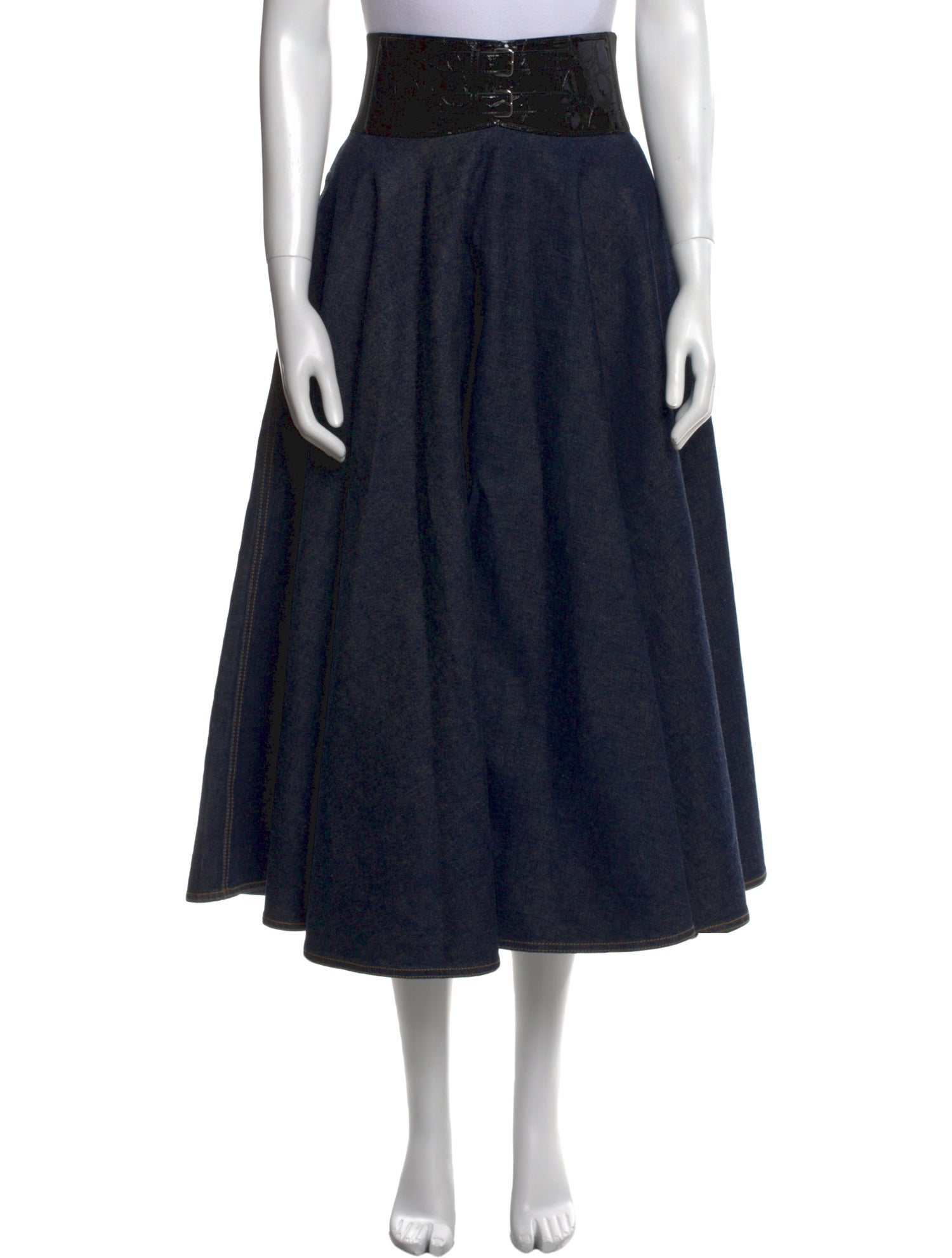 Alaïa Pleated Accents Midi Length Skirt