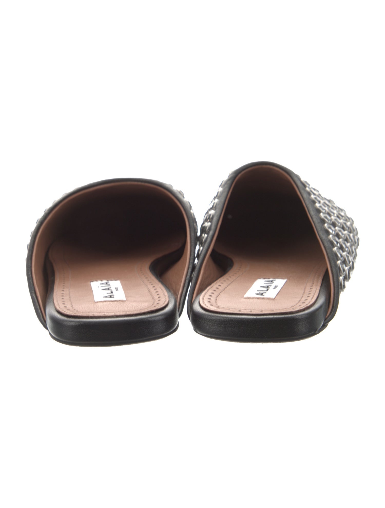 Alaïa Leather Crystal Embellishments Mules