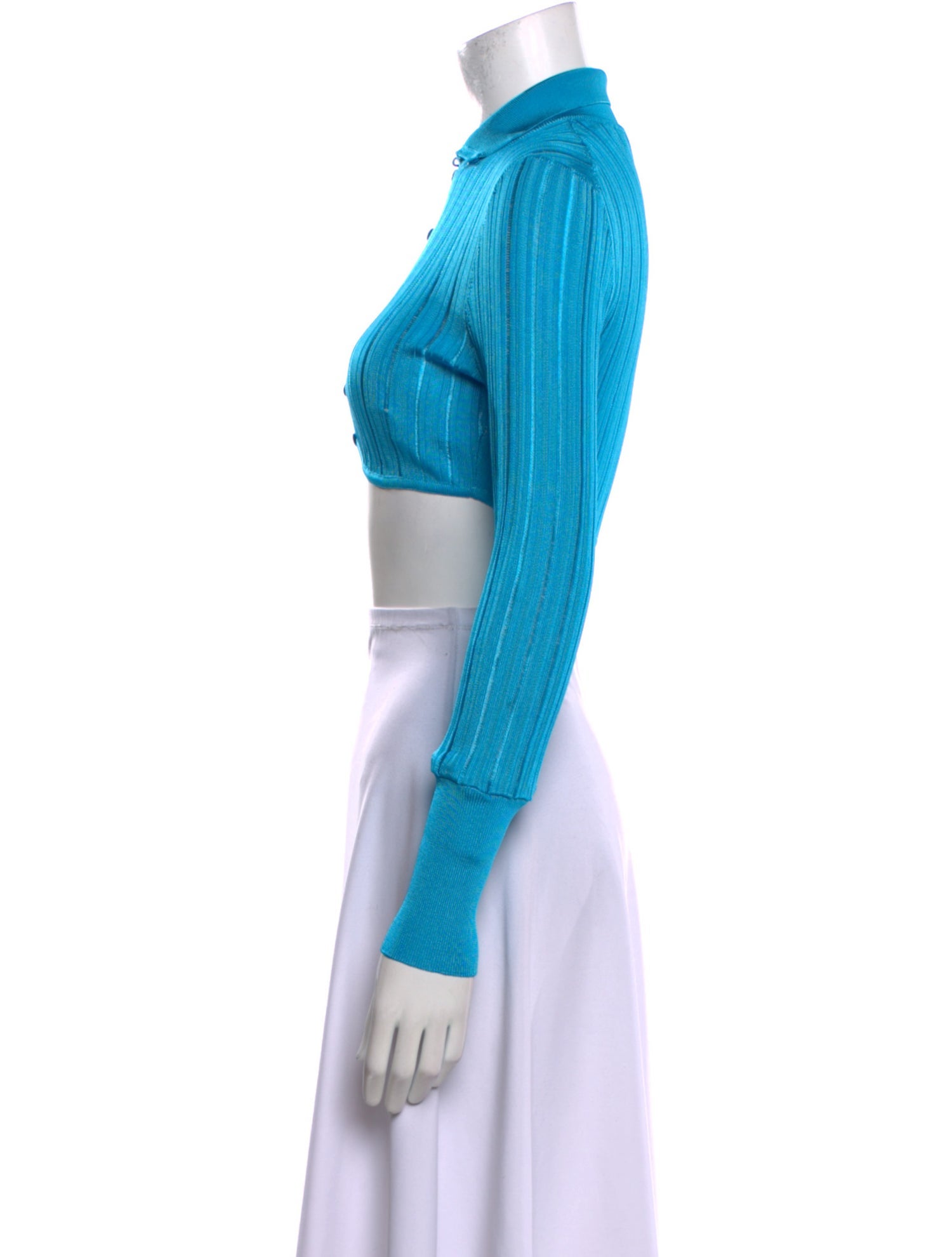 Alaïa Mock Neck Long Sleeve Crop Top