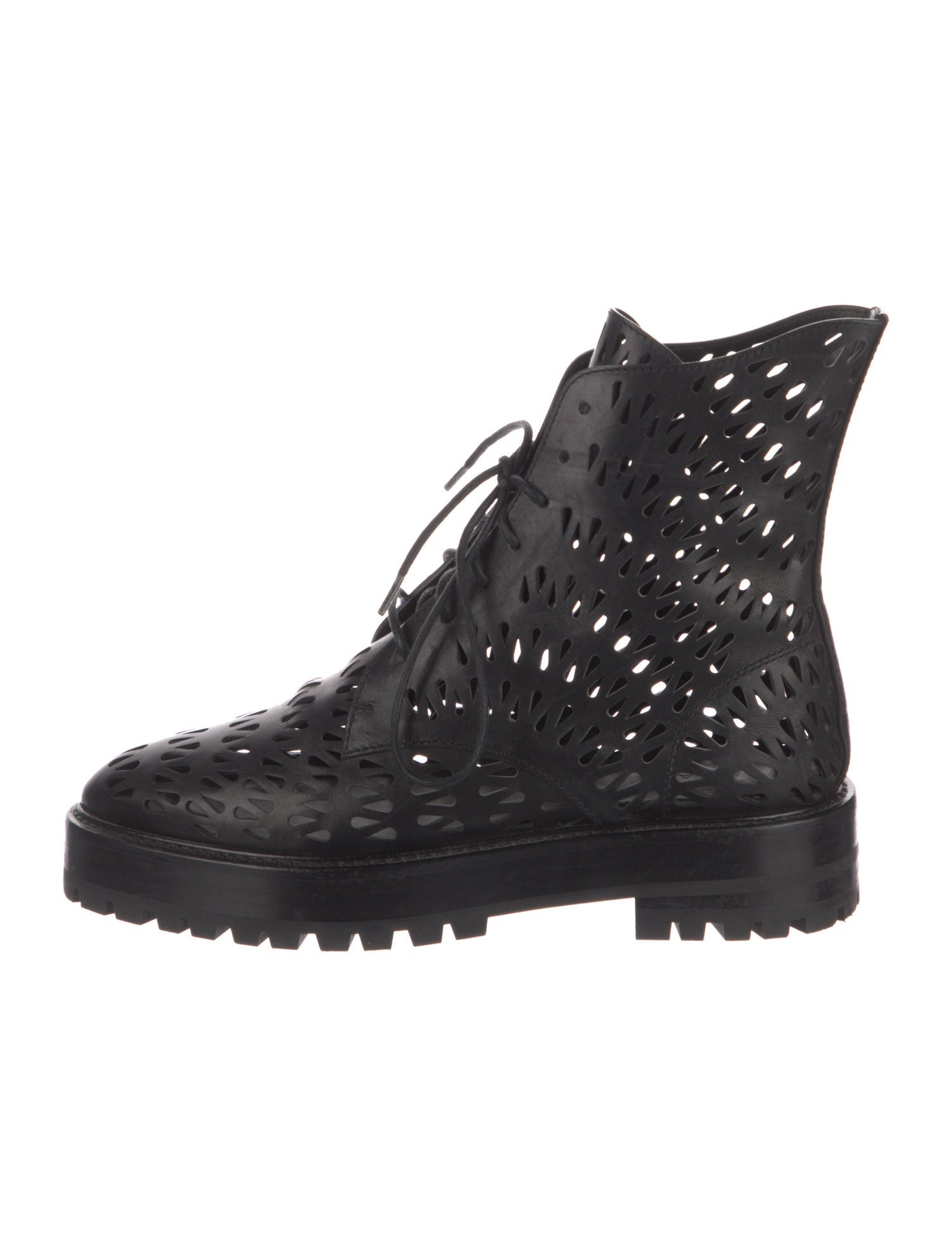 Alaïa Leather Patterned Combat Boots