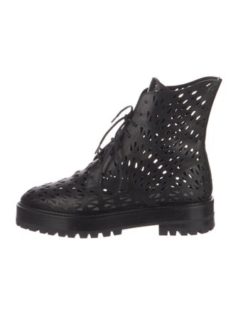 Alaïa Leather Patterned Combat Boots