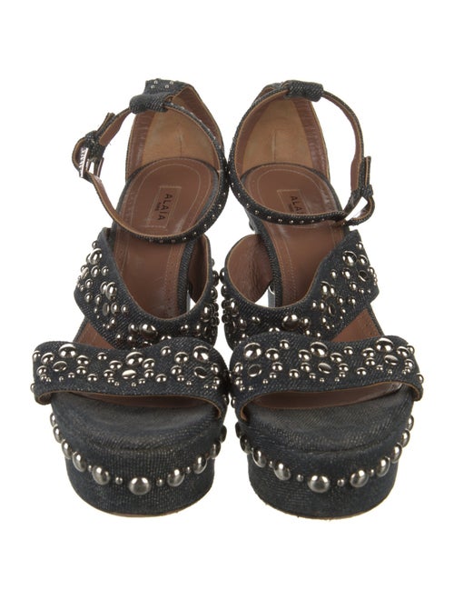 Alaïa Denim Studded Accents Sandals