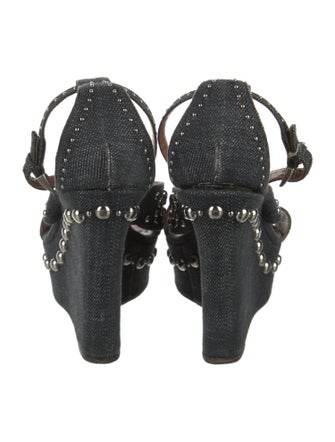 Alaïa Denim Studded Accents Sandals