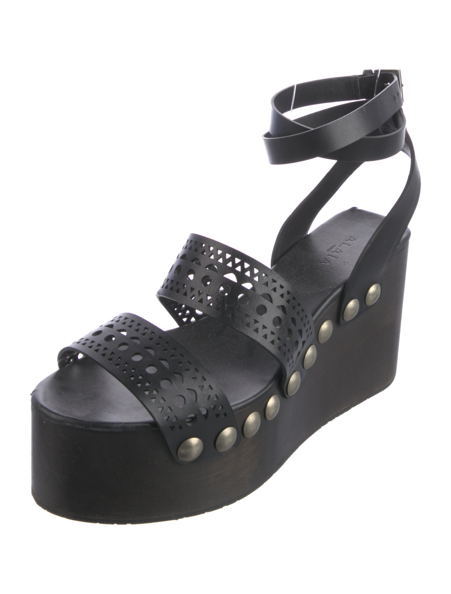 Alaïa Leather Lasercut Accents Gladiator Sandals