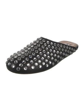 Alaïa Leather Crystal Embellishments Mules
