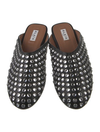 Alaïa Leather Crystal Embellishments Mules