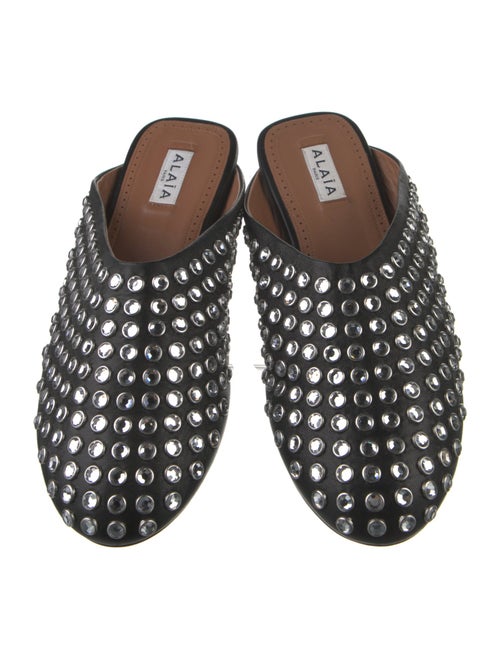 Alaïa Leather Crystal Embellishments Mules